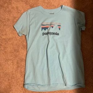 Blue Patagonia logo tee